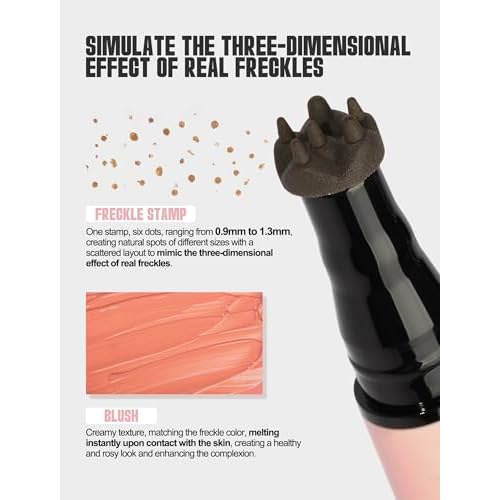 Anglicolor Freckle Pen, 2 in 1 Faux Freckle Stamp with Blush, Quick-drying, Waterproof, Long-Lasting, Natural Sun-Kissed Look for Beach Days Daily No-Makeup Look (01 Light Brown+Soft Nude Pink)