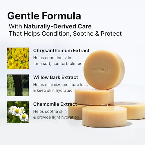 THE TOOL LAB Tool Cleansing Soap, Solid Cleansing Soap for Foundation Brushes Sponges & Puffs, Gentle Formula with Natural Ingredients, Removes Makeup & Buildup (2.65 Oz)