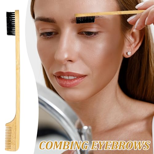 Edge Control Brush, 3 PCS Edge Brush Sturdy Mustache Brush for Men 2-in-1 Edge Hair Brush Comb Styling Gentle Care Tools Compact Curling Accessories for Curly Hair
