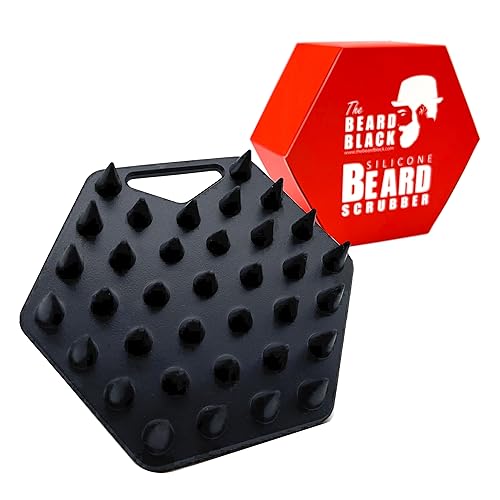 The BEARD BLACK Silicone Beard Scrubber, Facial Hair Exfoliator Brush, Deep Cleans, Removes Beardruff & Dandruff, Unclogs Pores & Helps Hair Growth, Soft-Touch Shower & Bathroom Accessory for Men