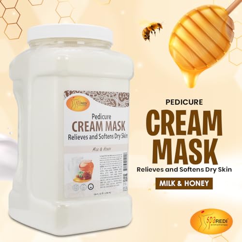 SPA REDI - Body and Foot Cream Mask, Milk and Honey, 128 Oz - Pedicure Massage for Tired Feet and Body, Hydrating, Fresh Skin - Infused with Hyaluronic Acid, Amino Acids, Panthenol, Comfrey Extract