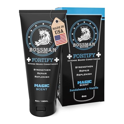 Bossman Fortify Intense Beard Conditioner for Men (Magic Scent) ? Moisturizes, Replenishes & Protects with Natural Ingredients ? Thicker Formula, Made in USA