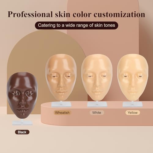 CHADWICK 5D Silicone Makeup Practice Face Board - Reusable Mannequin for Beginner and Professional Eye Makeup Artists - Girl's Gift (Light)