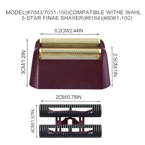 Replacement Foil Professional 5 Star Series Finale Shaver Shaper Super Close and Cutter Bar Assembly Compatible with Wahl Shaver Foil Model 7043-100,7031-100 Replacement Heads(1 Pack Red