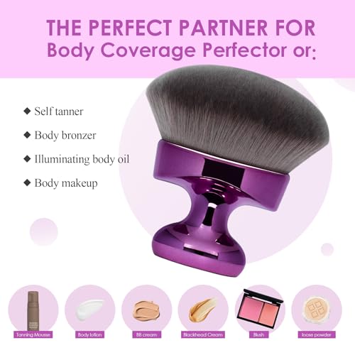 Blend & Blur Extra Large Body Kabuki Brush & Self Tanner Brush - For Body Makeup & Foundation - Blending Applicator For Self Tanning - Durable Vegan Bristles - with Protective Bag (Purple)