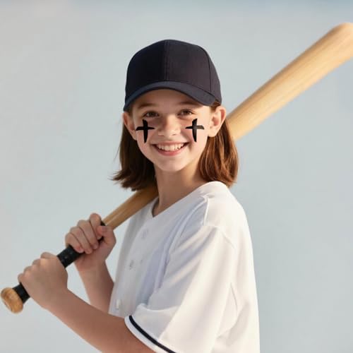 144Pairs 2Style Cross Eye Black Temporary Tattoos, Smudgeproof EyeBlack Sticker for Football Baseball Softball Lacrosse Themed Birthday Party Supplies