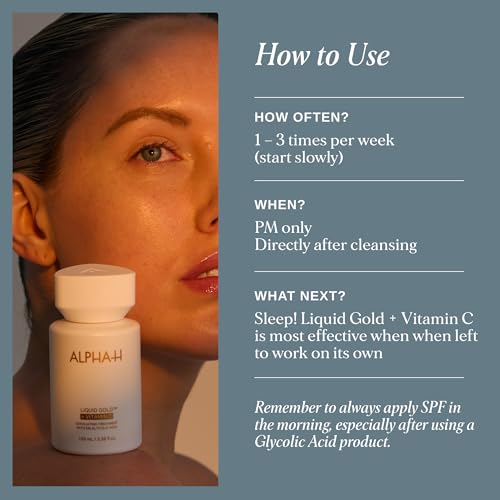 Alpha-H Liquid Gold + Vitamin C Exfoliating Treatment 100ml - Brighten, Even Tone, Smooth Texture, Reduce Appearance of Fine Lines - At-Home Skin Renewal for All Skin Types