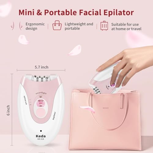 Facial Epilator for Women, Lady Epilators Hair Removal for Face, Epilators with LED Light, Two Speed Hair Removal Device, Epilator for Women, Pluxy Facial Hair Removal for Bikini Arm Legs Armpits