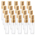 20 Pack 5ml Atomizer Glass Spray Bottles Mini Spray Bottles Glass Perfume Bottle Decant Bottles Gold Mini Sample Bottle Small Tiny Spray Bottle Refillable Mist Travel Sprayer