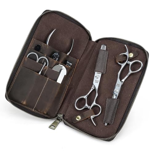 CONTACTS Full Grain Leather Manicure Set Case for Men Hairdressing and Nail Clipper Tool Organizer Travel Grooming Kit Pouch Empty Pouch by Handmade (Case Only)