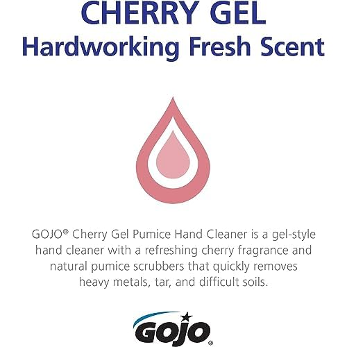 GOJO Cherry Gel Pumice Hand Cleaner, Cherry Scent, 10 Oz Bottle