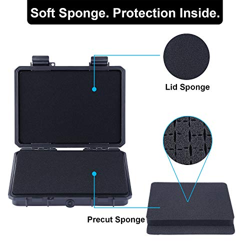 Lykus HC-2110 Mini Hard Case Dry Box with Foam Insert, Interior Size 8.27x5.91x1.46 inch, IP66 Splash-Proof