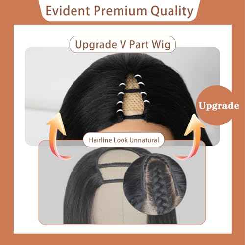 V Part Wig Human Hair Straight Vpart Human Hair Wig Upgrade U Part Glueless Half Wigs Human Hair Clip in V Part Wig Glueless With Elastic Drawstring No Leave Out for Women Beginner Friendly 18 Inch