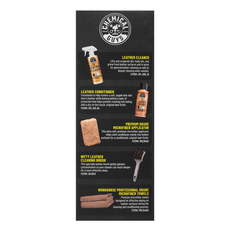 Leather Care Kit for Cleaning & Conditioning Leather Goods - Includes Cleaner, Conditioner & Tools