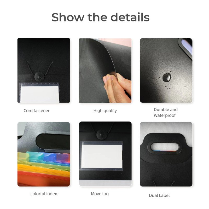 13-Pocket Expanding File Folder with Handle - A4 Letter Size Document Organizer