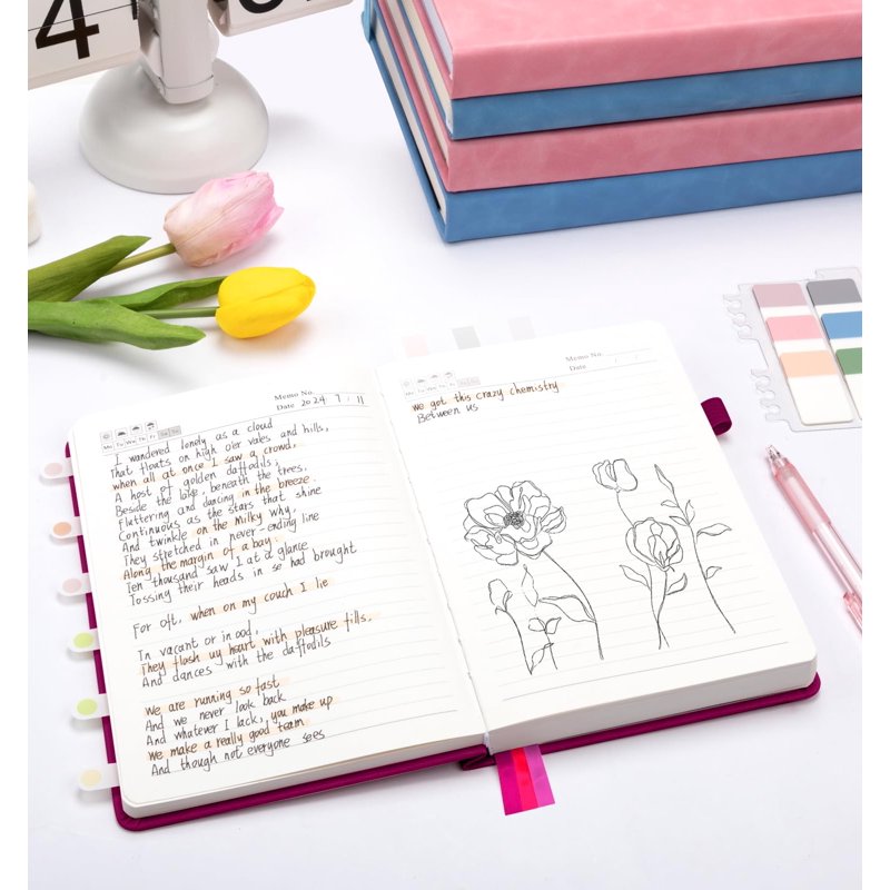 A5 Leather Journal Notebook with 365 Pages - Hardcover Daily Writing Planner
