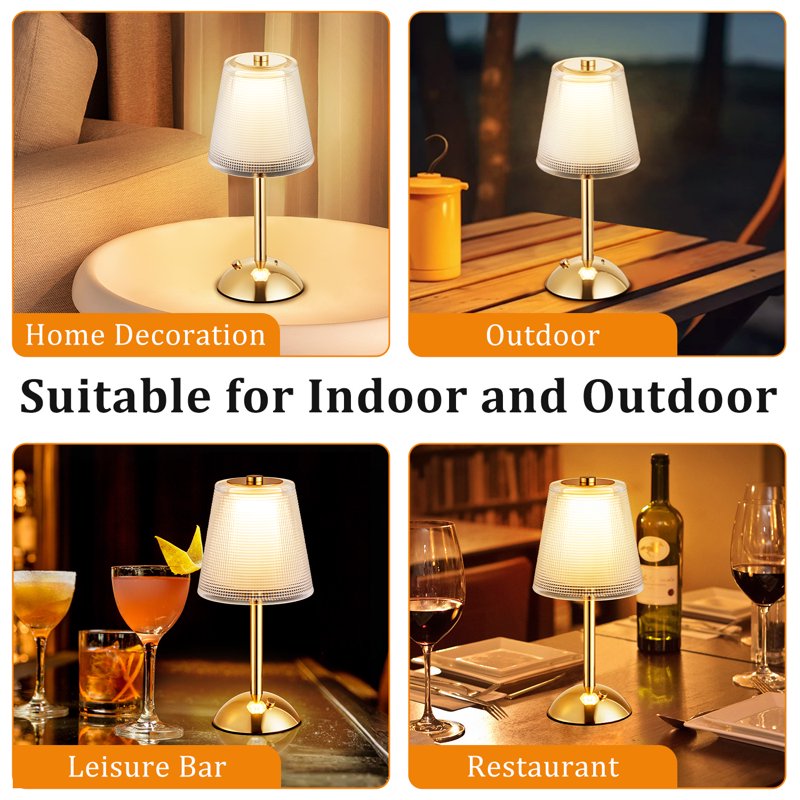 Rechargeable Cordless Crystal Table Lamp with 3 Light Colors and Dimming