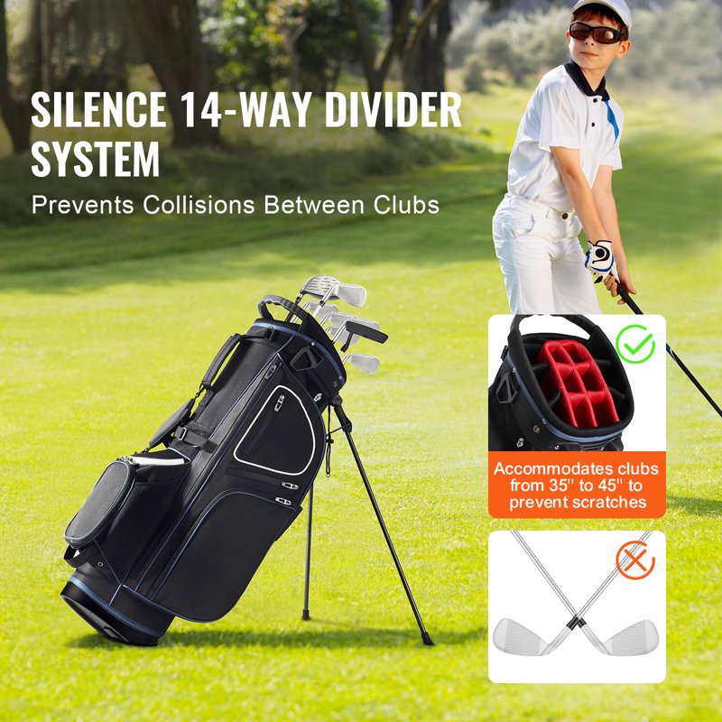 Golf Cart Bag with 14-Way Divider, 36", 11 Pockets, Waterproof & Durable