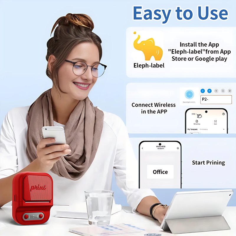 Bluetooth Label Maker with Thermal Printer, Portable Sticker Printer for Home Office School