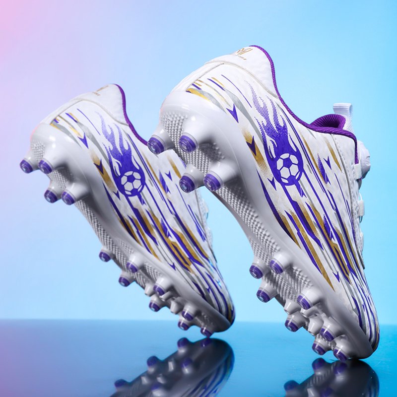 ChiVerve Unisex Kids Baseball Cleats, Softball & Soccer Football Shoes - White Purple AG