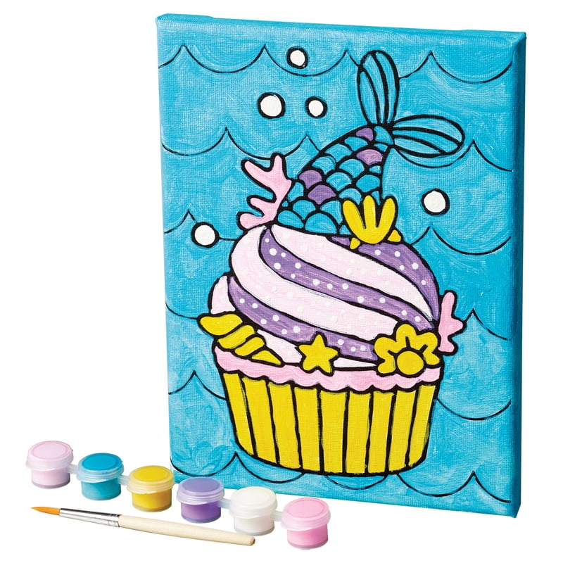 Paint Your Own Mermaid and Cupcake Canvas Art Kit - 2 Pack