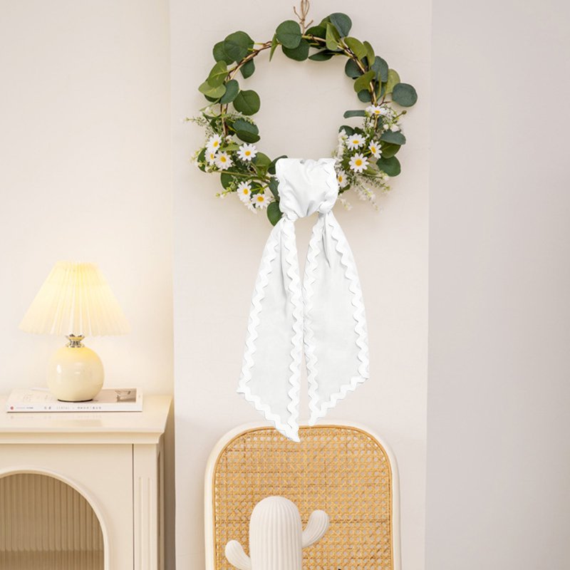 Decorative Satin & Cotton Wreath Sash for Front Door, Wedding & Holiday Decor