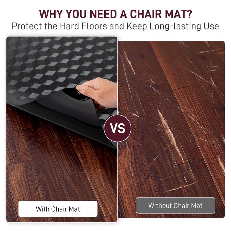 Office Chair Mat for Hard Floors & Carpets 36x48 Anti-Slip Waterproof PVC