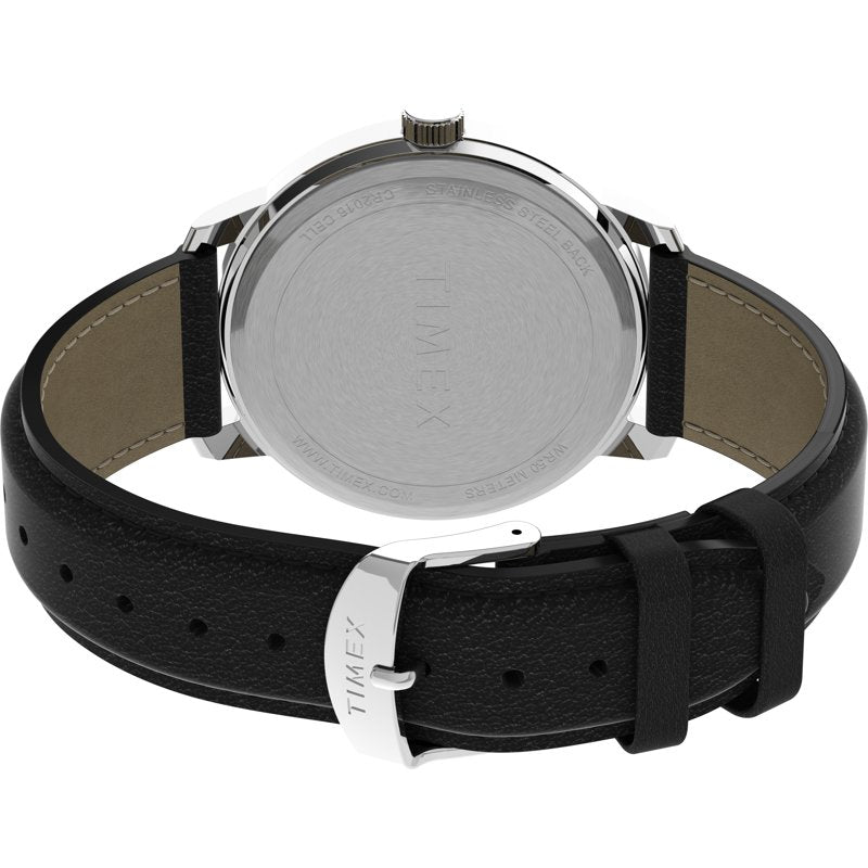 Timex Men's Easy Reader Bold Watch with Black Leather Strap, Indiglo Light, Water Resistant 50m