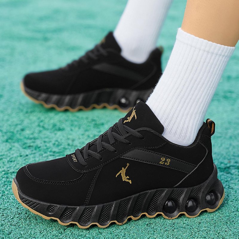 Performance Basketball Sneakers Men Black Gold Non-Slip Shock Absorption Athletic Shoes