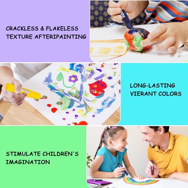 Washable Crayon Sticks Set - Vibrant Art Supplies for Kids & Beginners