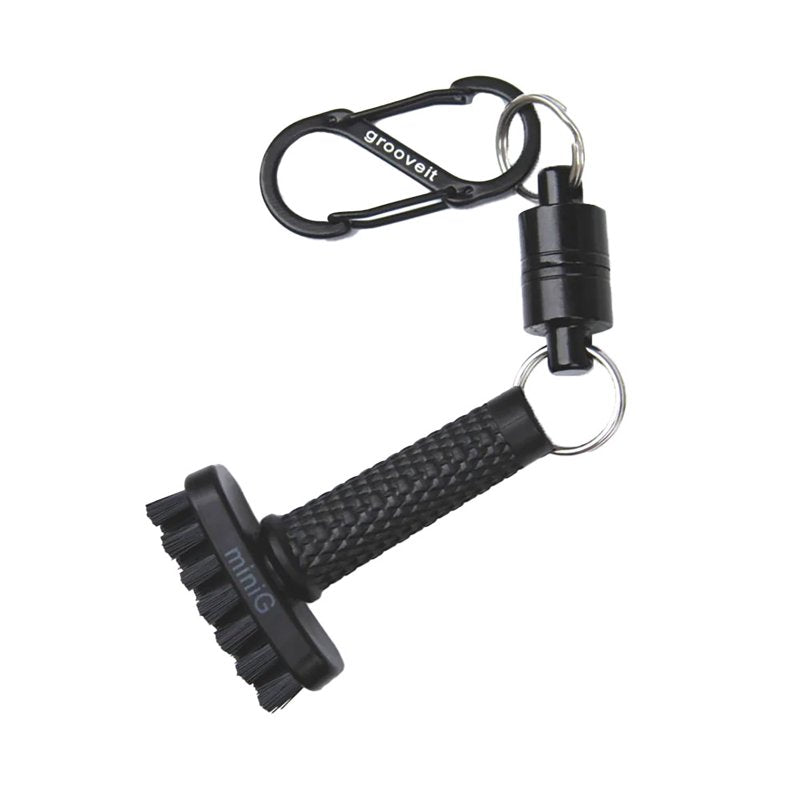 Mini Golf Club Brush with Magnetic Securing System and Stiff Nylon Bristles - Bag/Cart Accessories