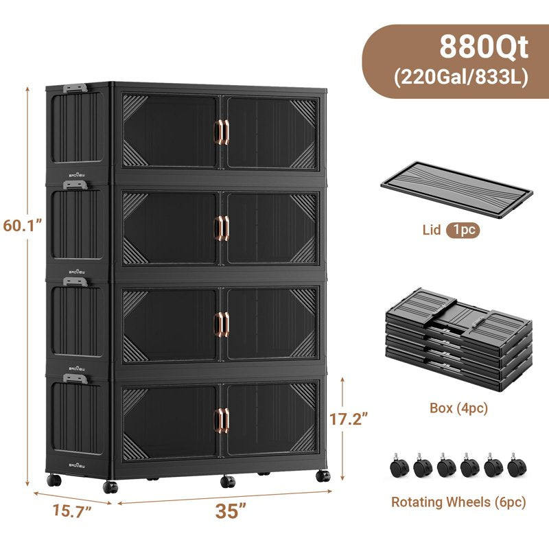 Large Stackable Storage Bins with Lid - Collapsible Plastic Containers for Home & Office