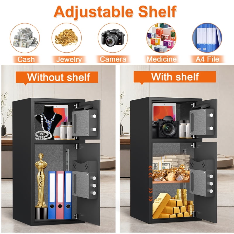 Large Digital Safe 6.5 Cu Ft Fireproof Waterproof Anti-Theft Home Security Safe with Dual Alarm