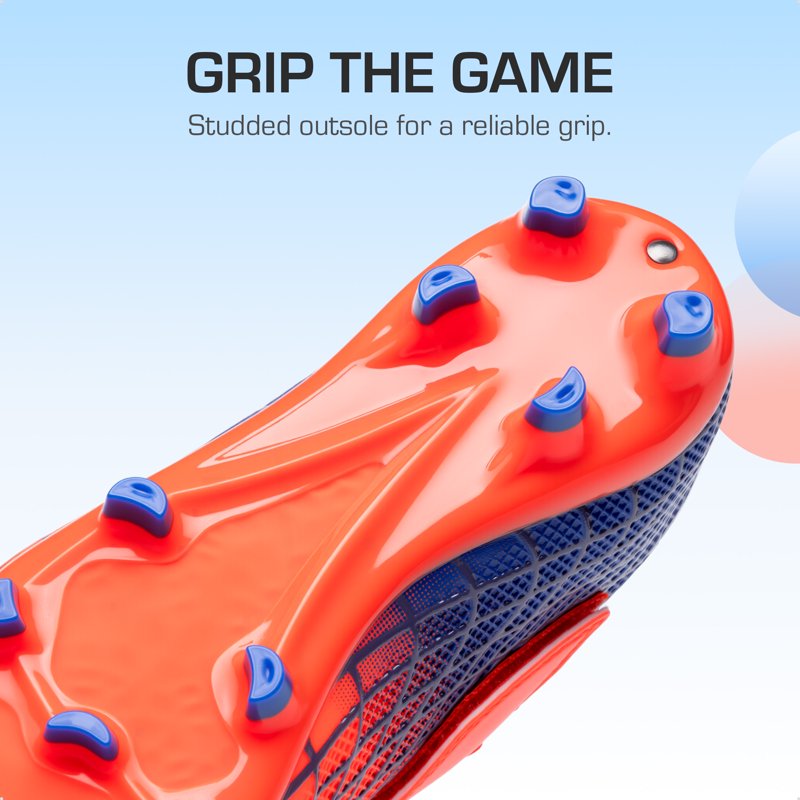 Dream Pairs Kids Soccer Cleats - Orange/Blue, Hook-and-Loop Closure, Non-Slip Sole