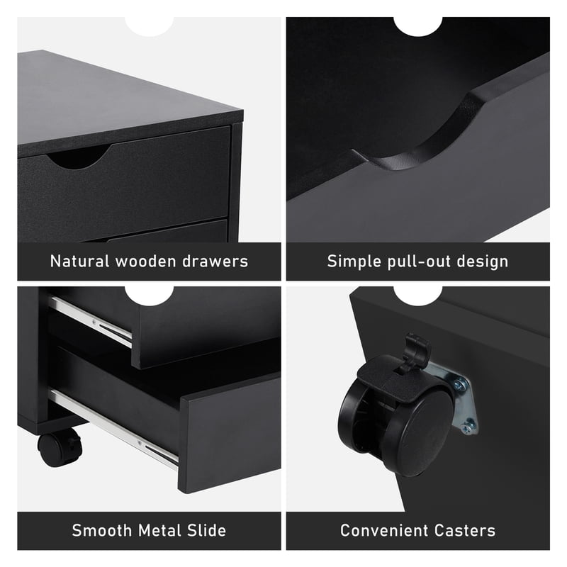 5-Drawer Mobile File Cabinet with Locking Wheels for Office Storage