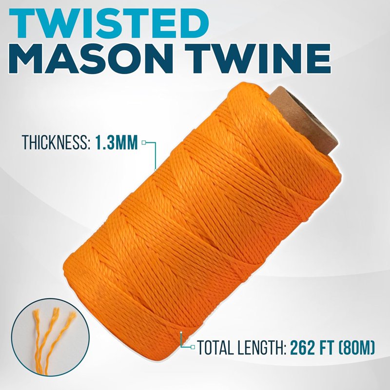 High-Visibility Mason Line String with Handle - Durable Twisted Polypropylene for Masonry and Gardening