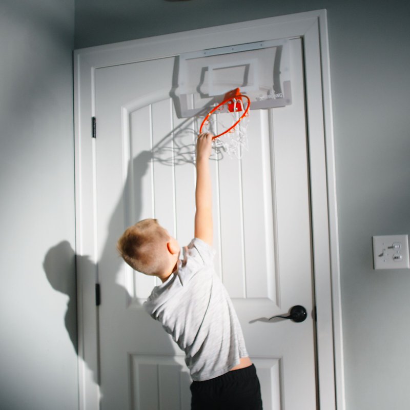 Indoor Over-the-Door Basketball Hoop with Polycarbonate Backboard and 9-Inch Breakaway Rim