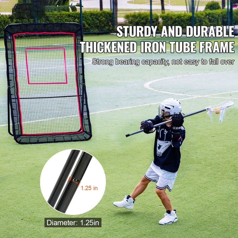 5x7ft Lacrosse & Baseball Rebounder Net with Adjustable Angle Practice Training Wall