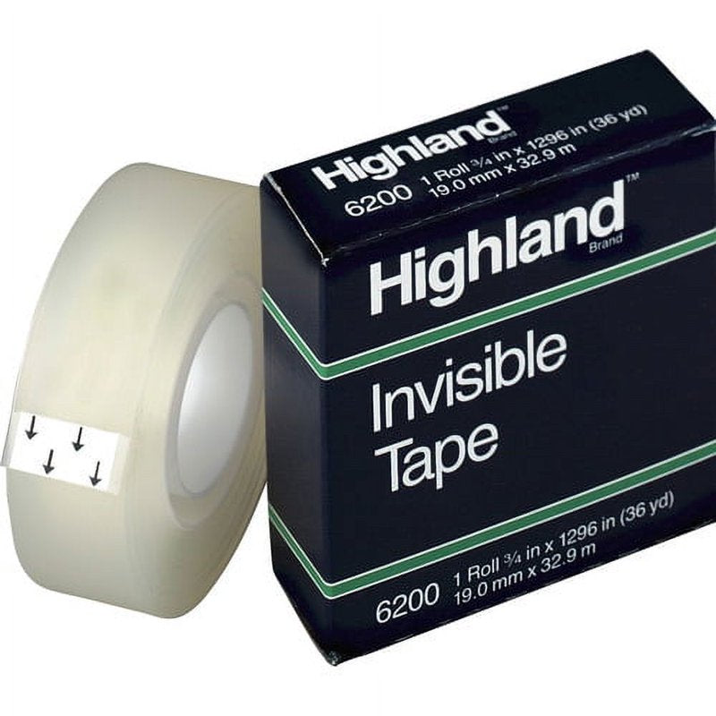 Invisible Office Tape 0.75 Inch x 36 Yards Matte, Clear, Dispenser-Free