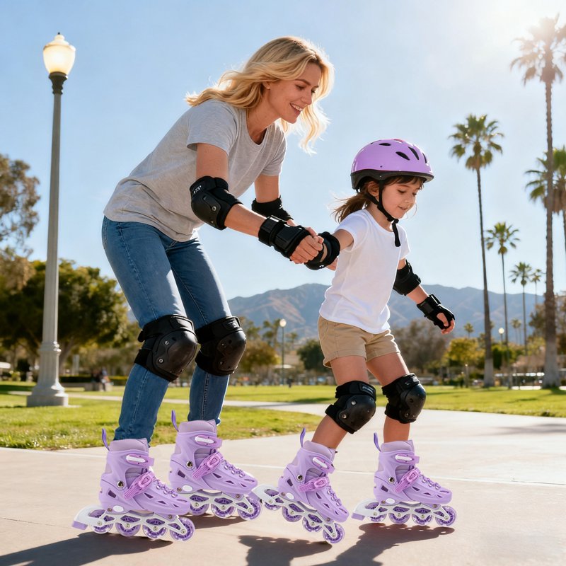 Adjustable Inline Skates for Women and Girls with Illuminated Rainbow Wheels