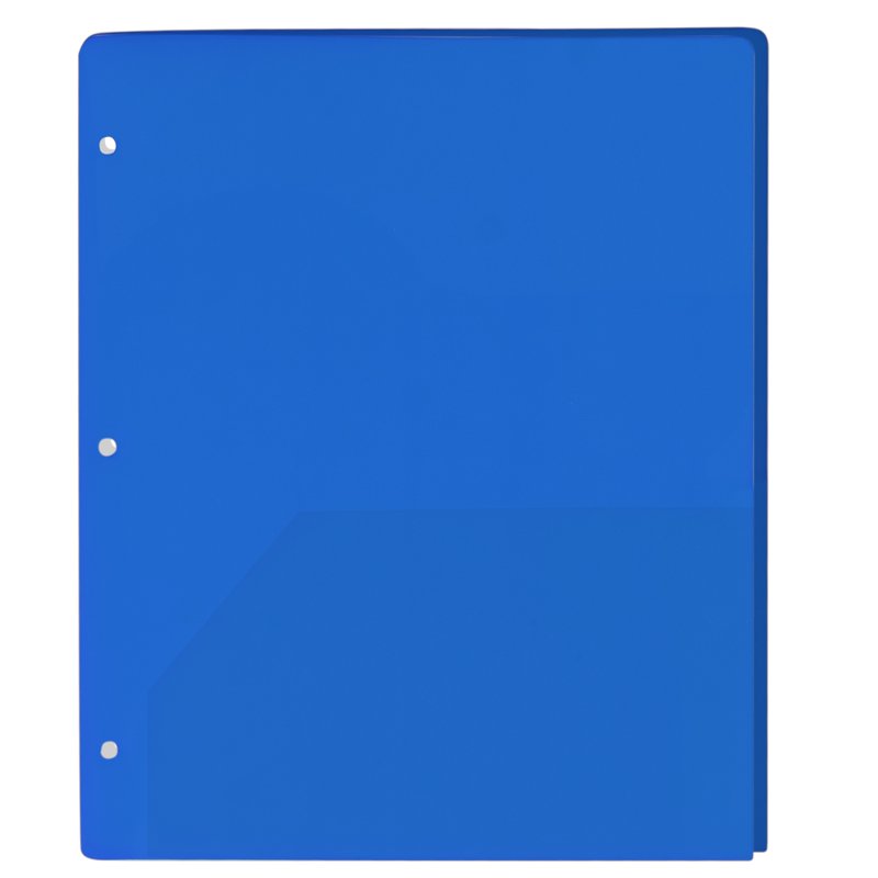 100 Pack Two Pocket Blue Translucent 3-Ring Hole Punch Folders, 11.5 x 9.5 in - Trailmaker