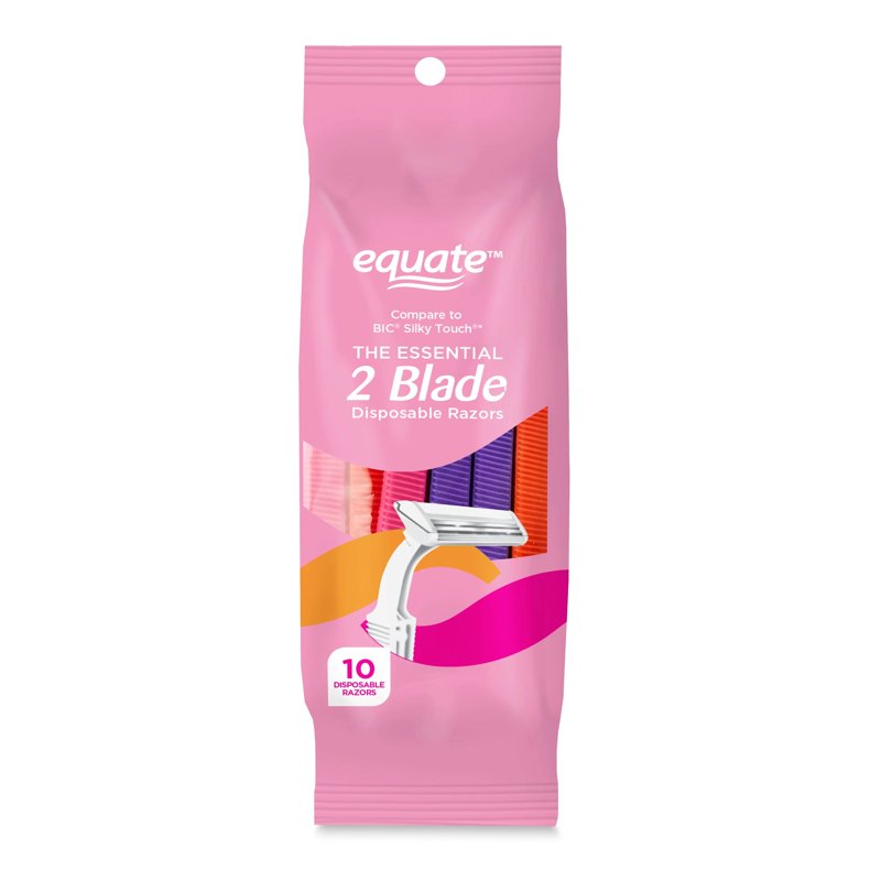Disposable Women's Razors Pack - 2 Blade, Lubricating Strip, Easy Grip Handle