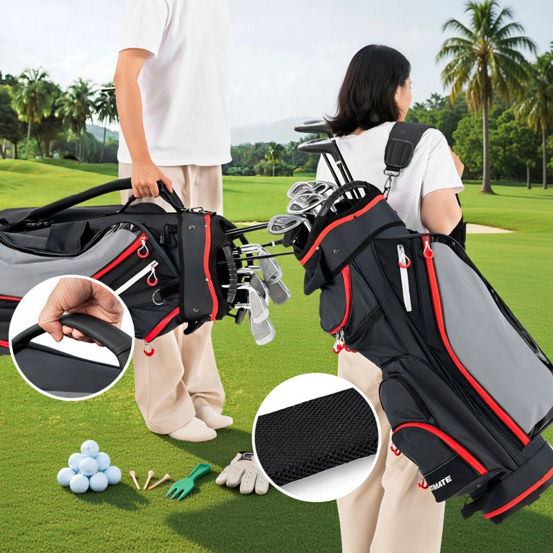 Golf Cart Bag 9.5-Inch 14-Way Divided with Rain Hood, Nylon Travel-Ready