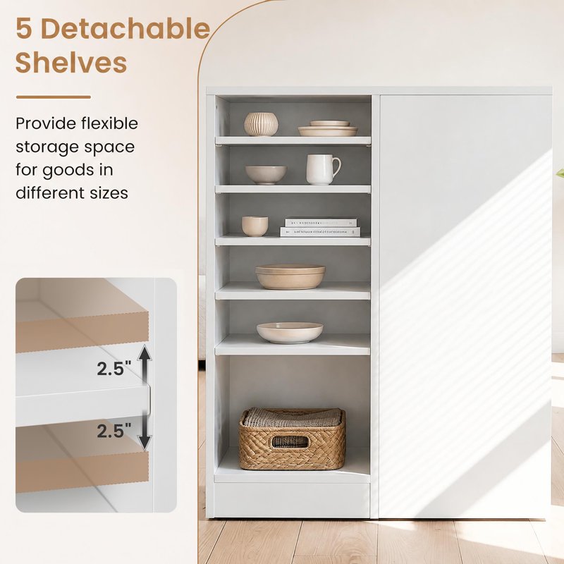 53-Inch Sewing Table with Power Outlets, Storage Drawers & Removable Shelves - White