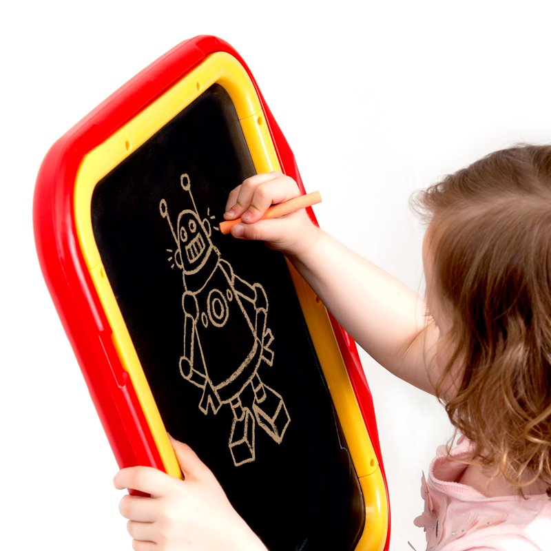 Magnetic Double-Sided Chalkboard and Dry-Erase Board with 77 Accessories for Kids