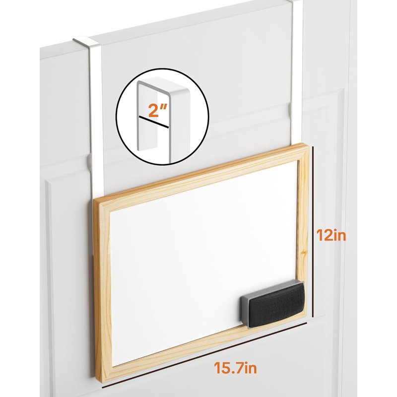 Over-the-Door Whiteboard 16x12 Inch Dry Erase Board with Hooks for Home Office Dorm
