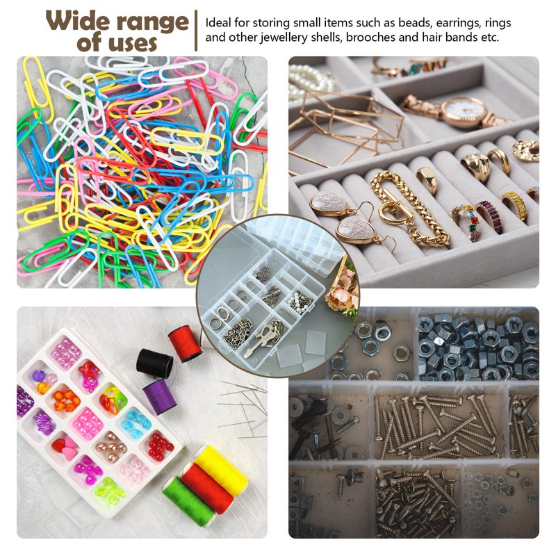 24-Grid Bead Organizer Box with Removable Dividers for Jewelry Craft Storage