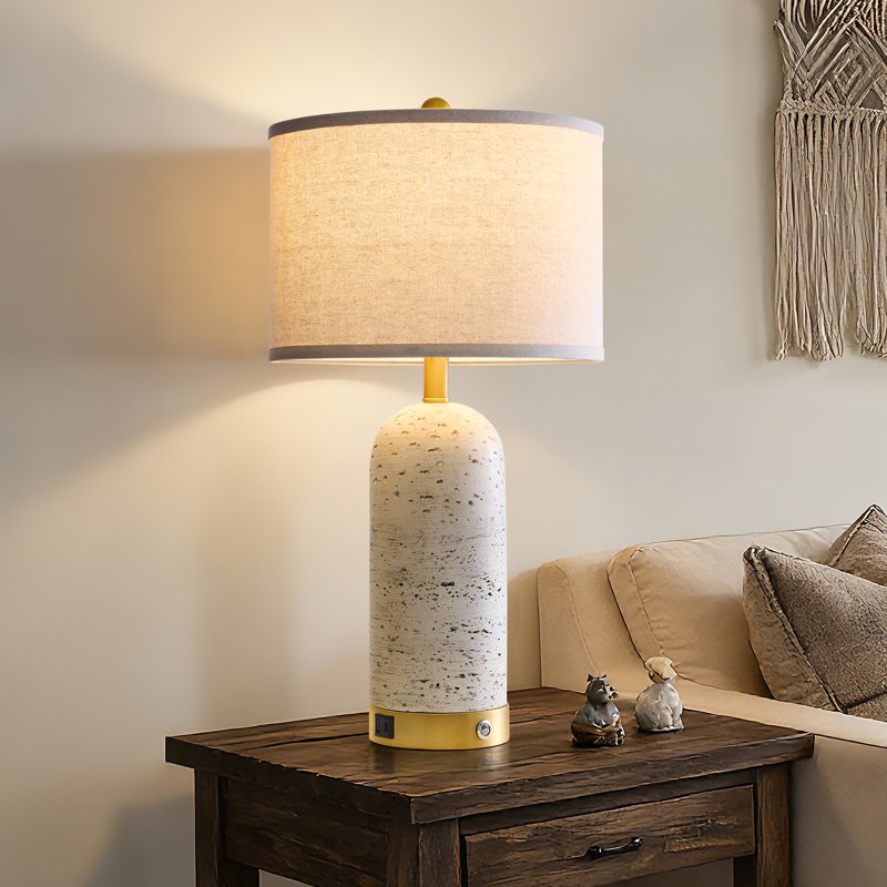 Modern Set of 2 25-Inch Touch Control Bedside Table Lamps with Linen Shades