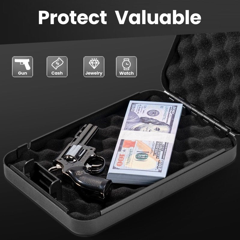 Portable Gun Safe with Combination Lock, Small Handgun Lock Box, Travel Security