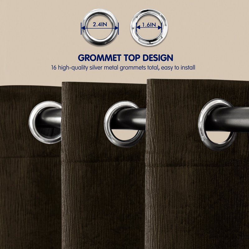 Thermal Insulated Blackout Curtains Set of 2 - Room Darkening & Noise-Reducing for Bedroom